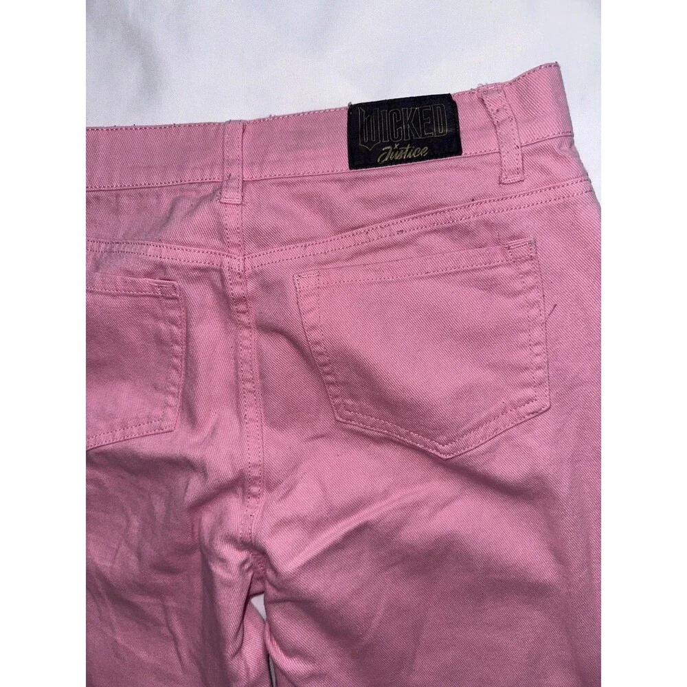 JUSTICE x Wicked The Movie Pink Sparkle Baggy Jeans Size 16 Metallic